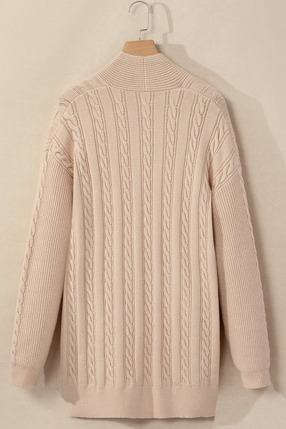 Jade Oversize Chunky Cable Knit Midi-length Cardigan