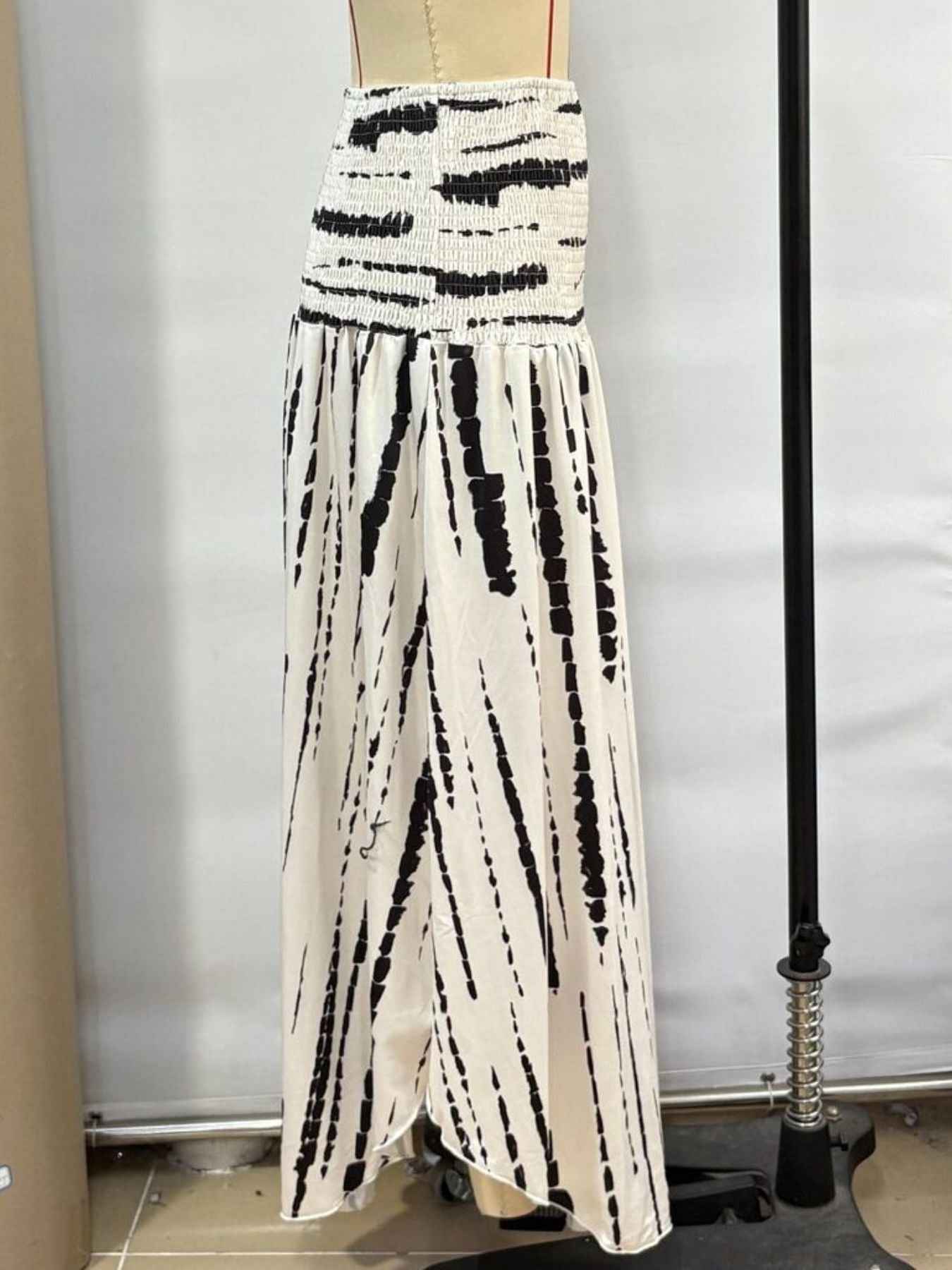 Smocked Asymmetrical Hem Skirt