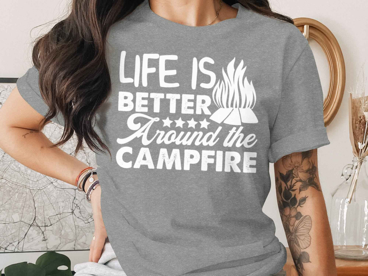 Life Is Better Around The Campfire Graphic Print T-Shirt