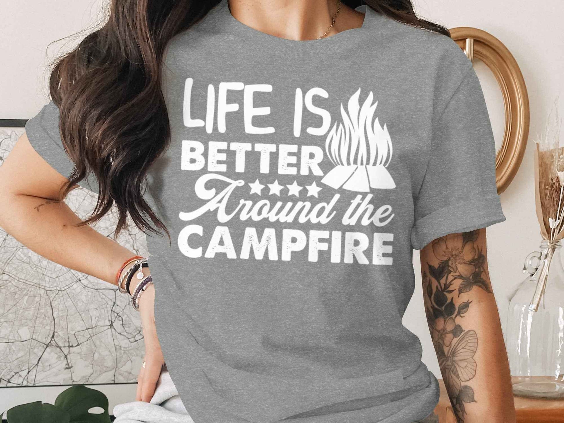 Life Is Better Around The Campfire Graphic Print T-Shirt