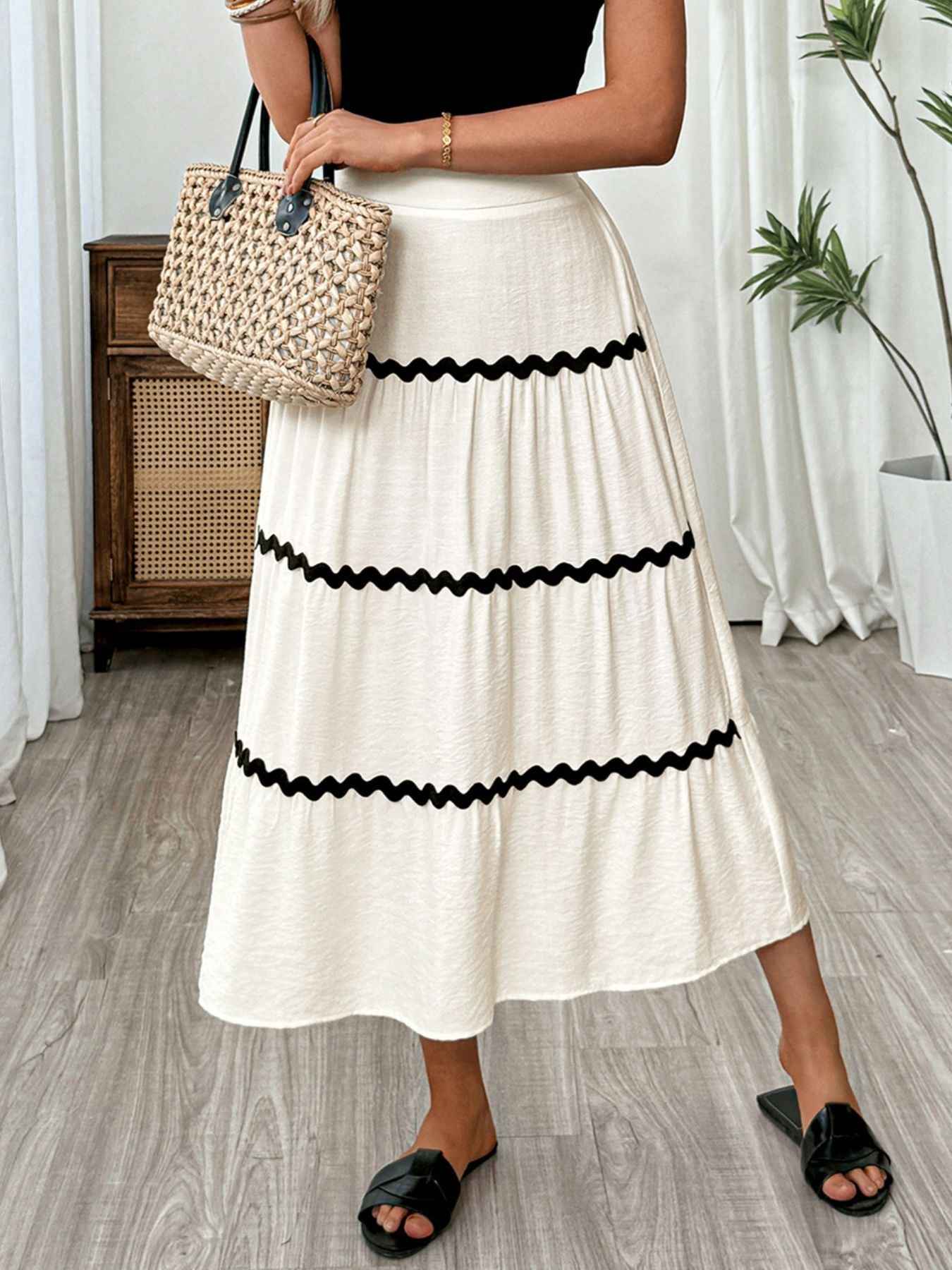 Tiered Flowy Midi Skirt