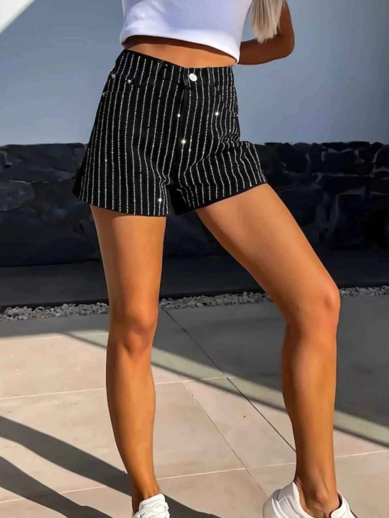 High Waist Wash Denim Shorts