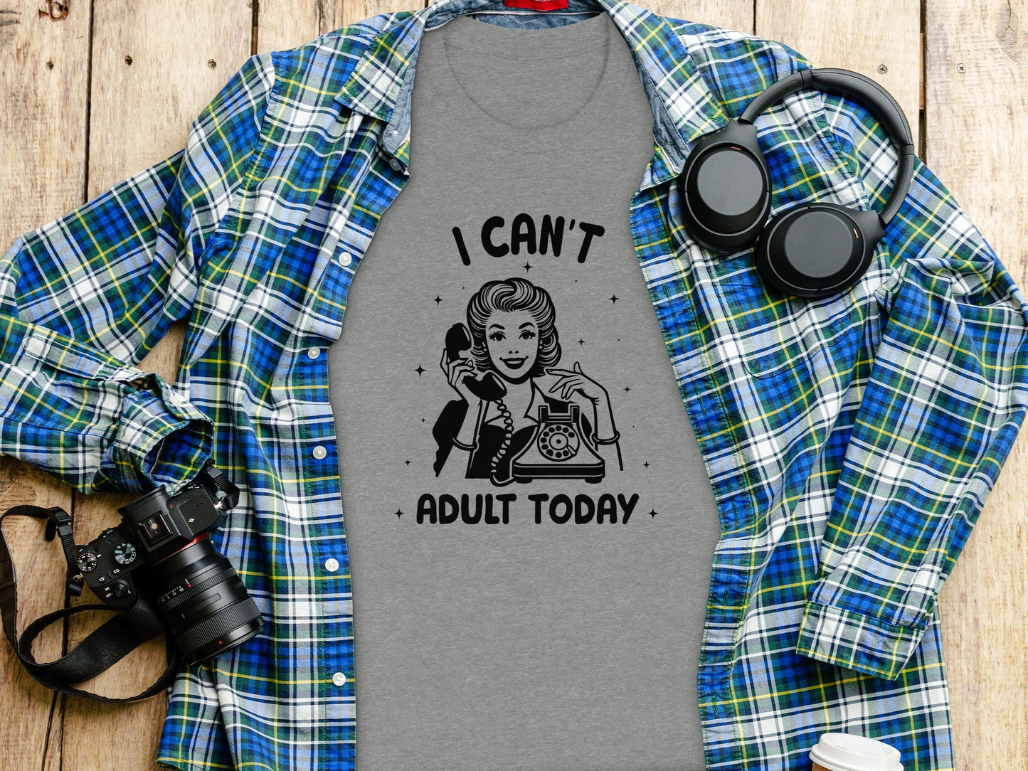 I Can't Adult Today Retro Inspired Graphic Design T-Shirt