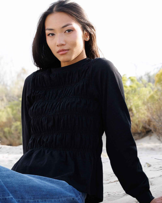 Long Sleeve Smocked Tee