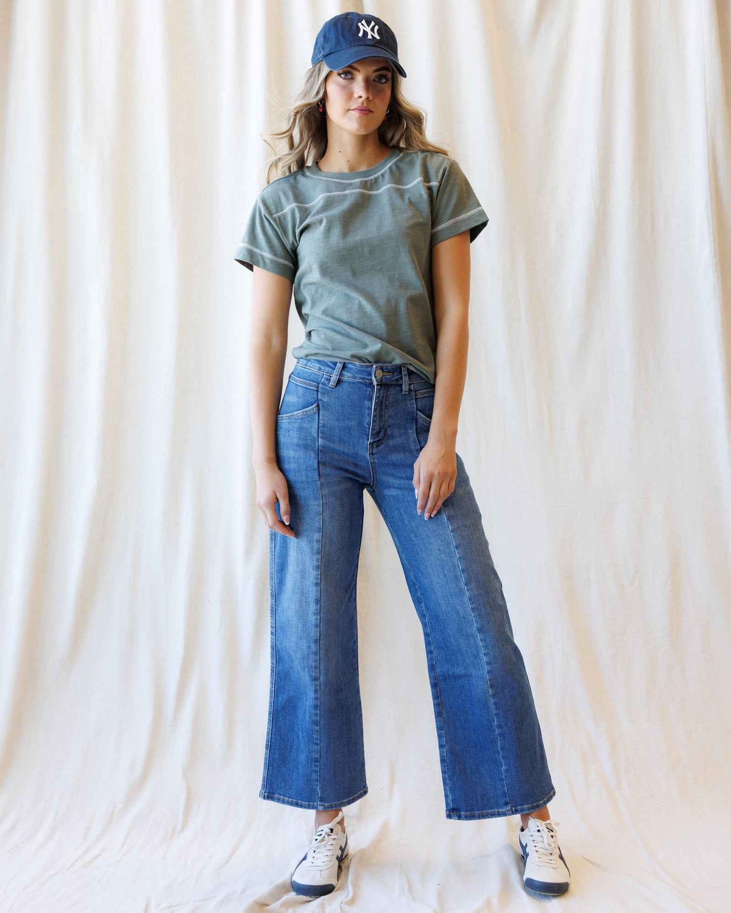 High Rise Seamed Wide Leg Ankle