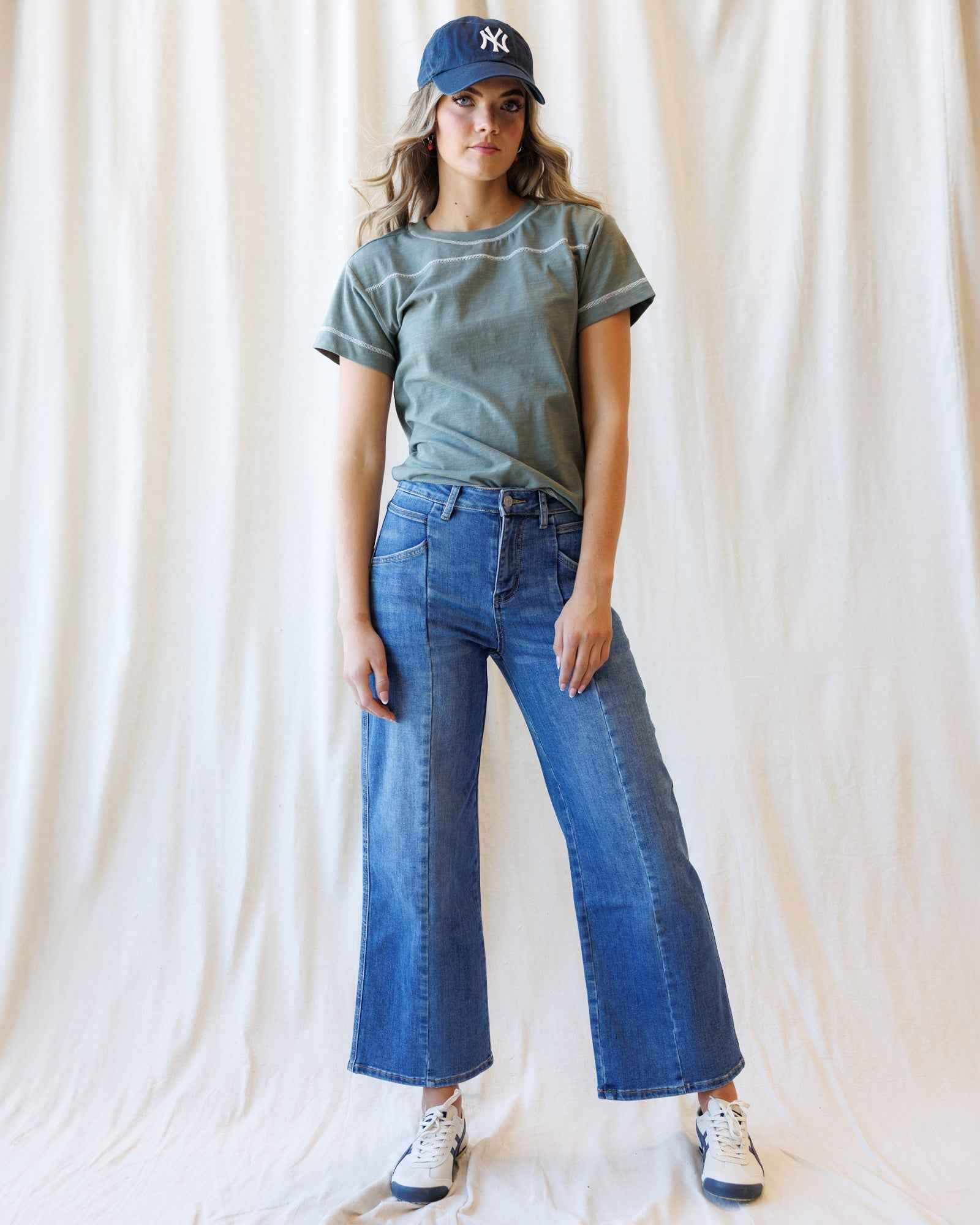 High Rise Seamed Wide Leg Ankle
