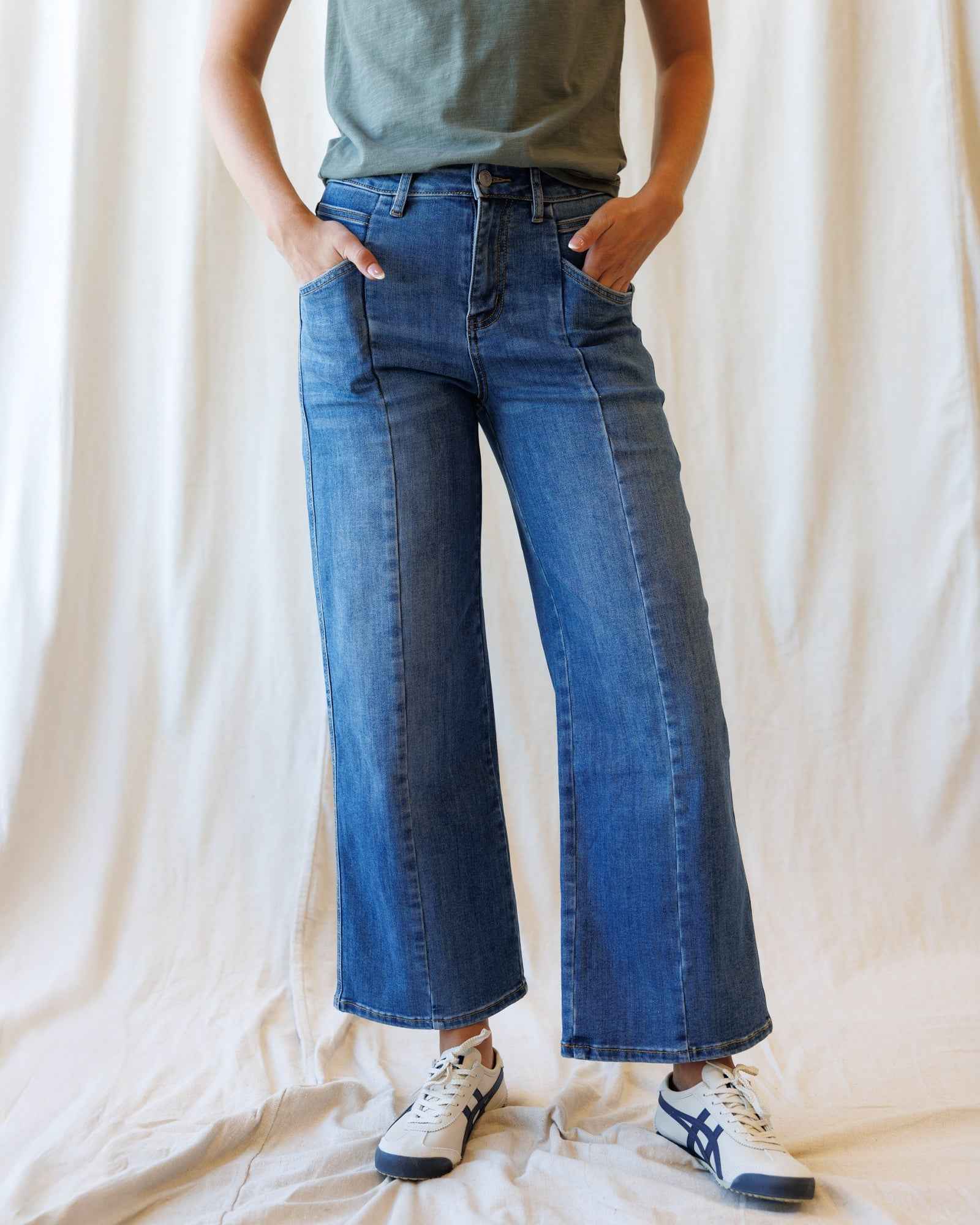 High Rise Seamed Wide Leg Ankle