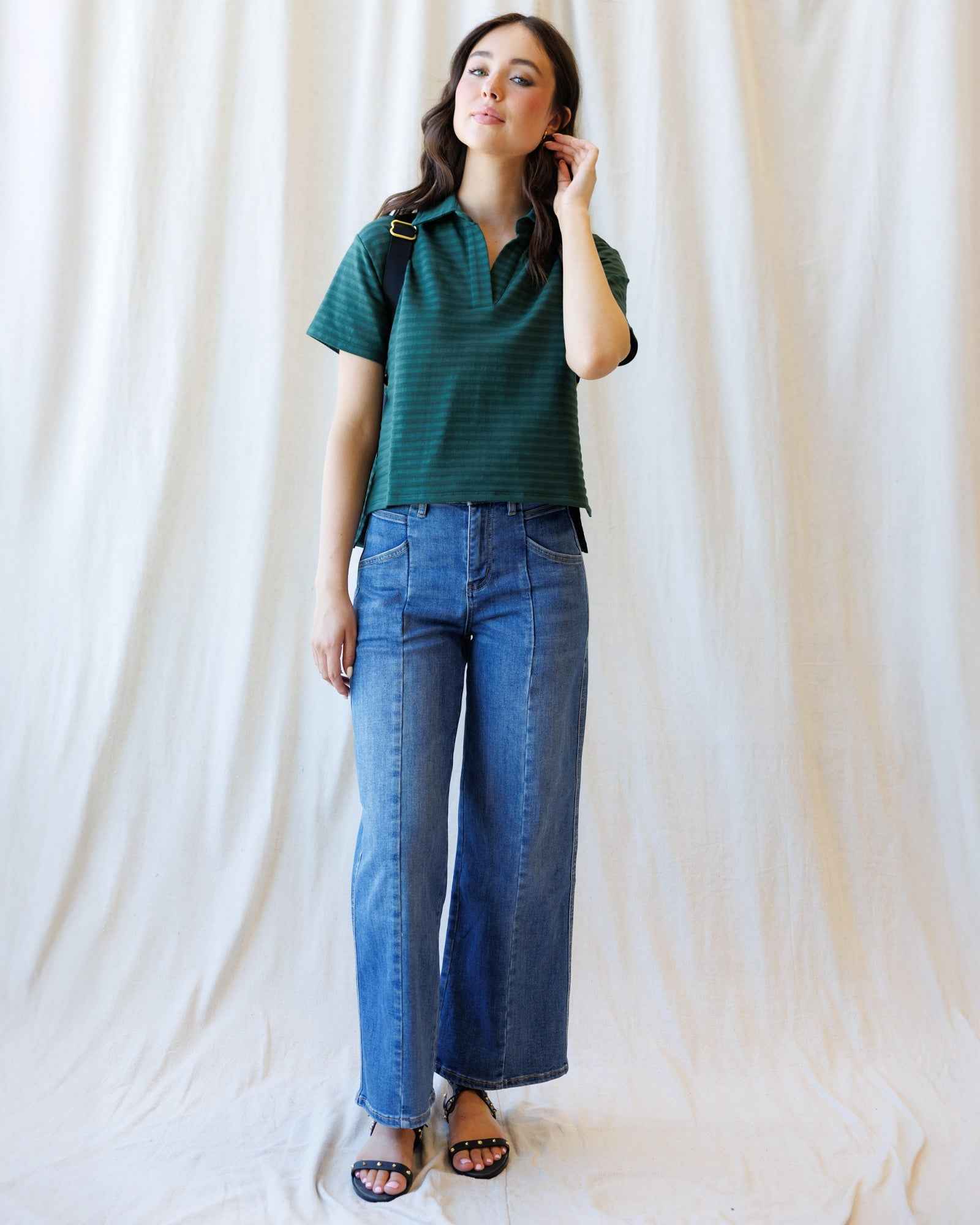 High Rise Seamed Wide Leg Ankle