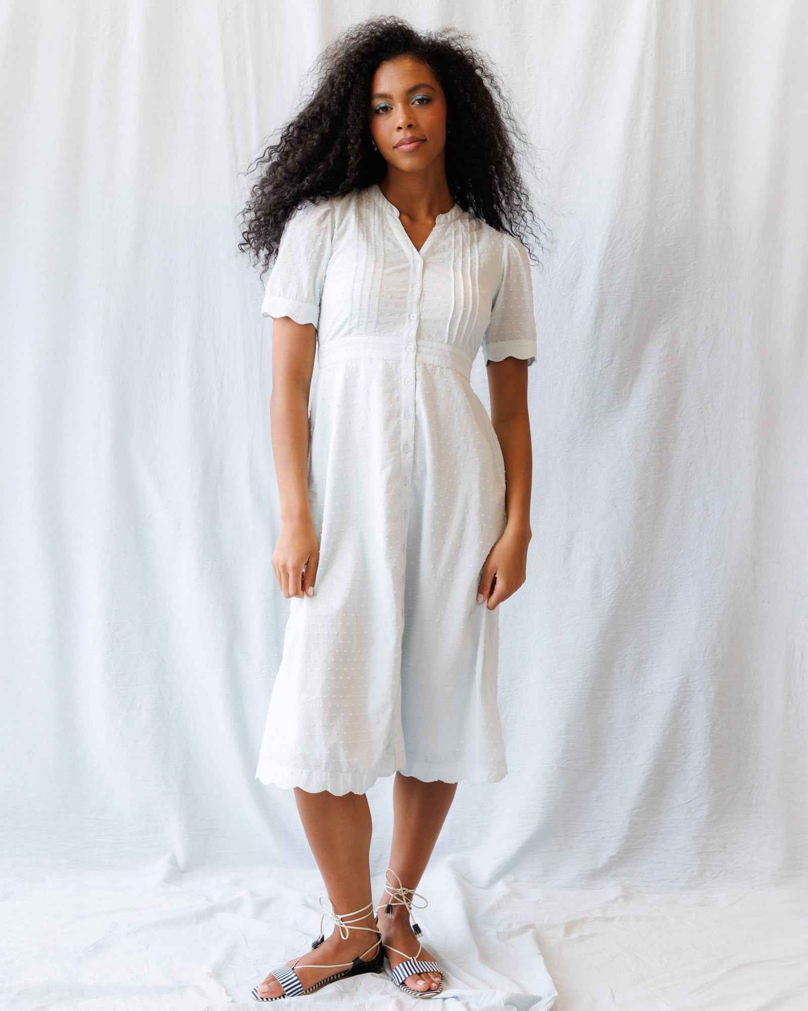 Swiss Dot Scallop Dress