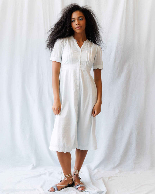 Swiss Dot Scallop Dress