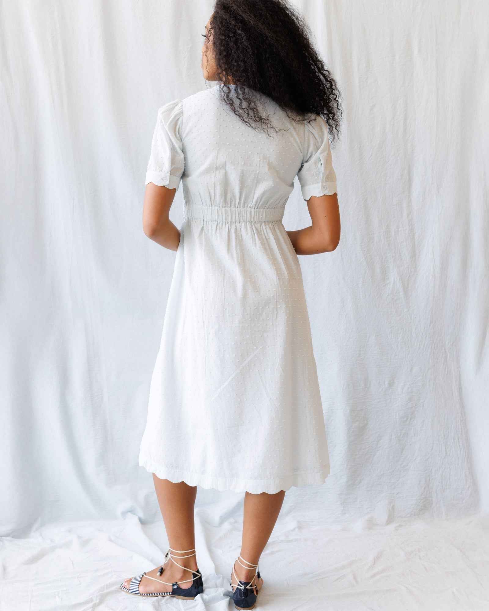 Swiss Dot Scallop Dress