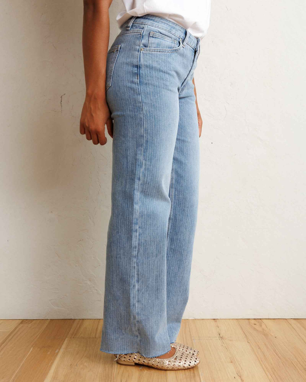 Mid-Rise Wide Stripe Jeans