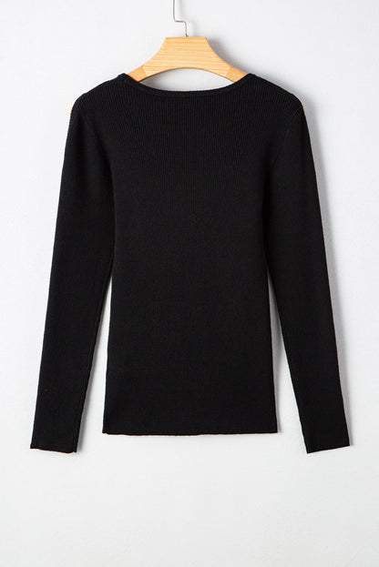 Amaya Ribbed Knit Cold Shoulder Sweater