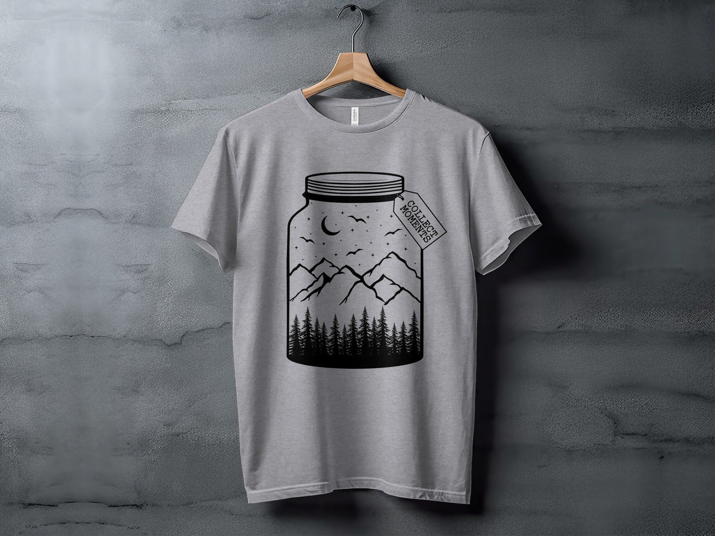 Collect Moments Jar with Mountains Scene Design T-Shirt