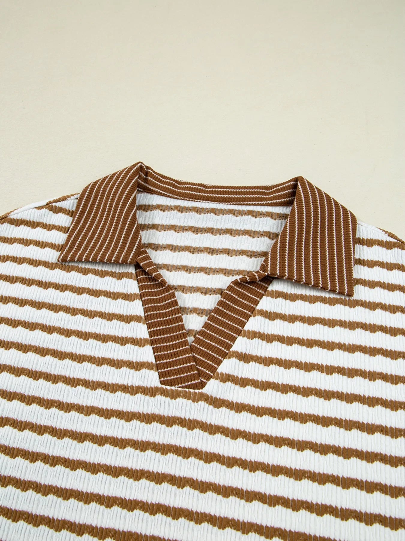 Stripe Collared Top and Drawstring Pant Loungewear Set