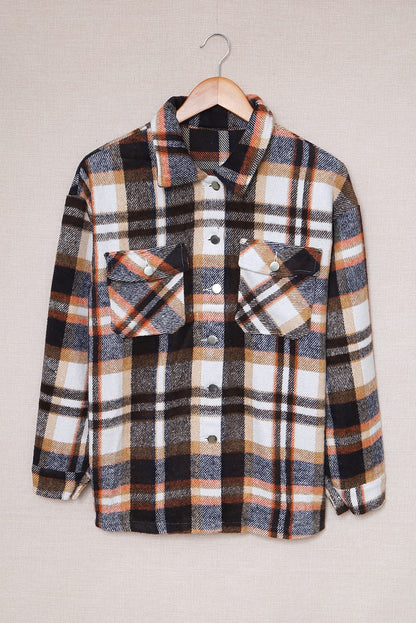 Multicolor Plaid Casual Button Up Flannel Shacket Anytime