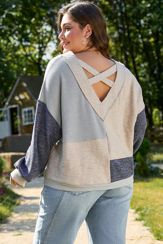 Elaina Plus Size Textured V Neck Top