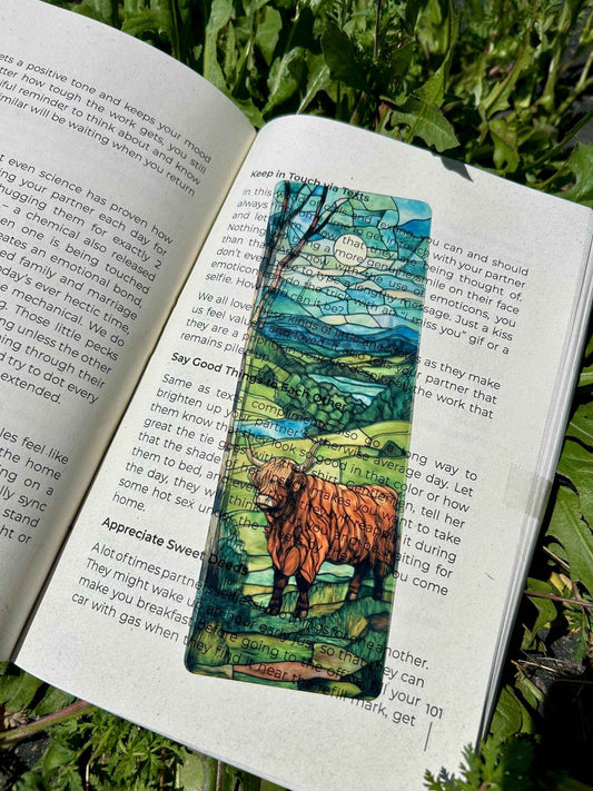 Highland Cattle Long Horn Cow Bookmark - Rustic Farm Animal Book Accessory, Unique Cow Lover Gift, Country Style Bookmark for Bookworms