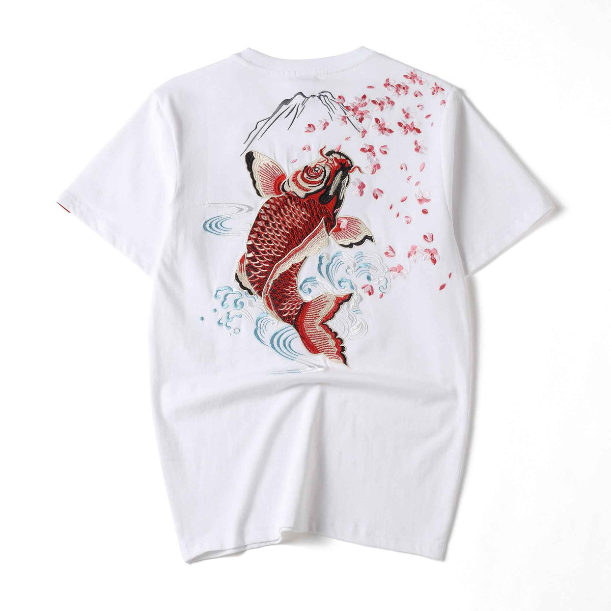 KH628 Red Koi Fish Embroidered Tee