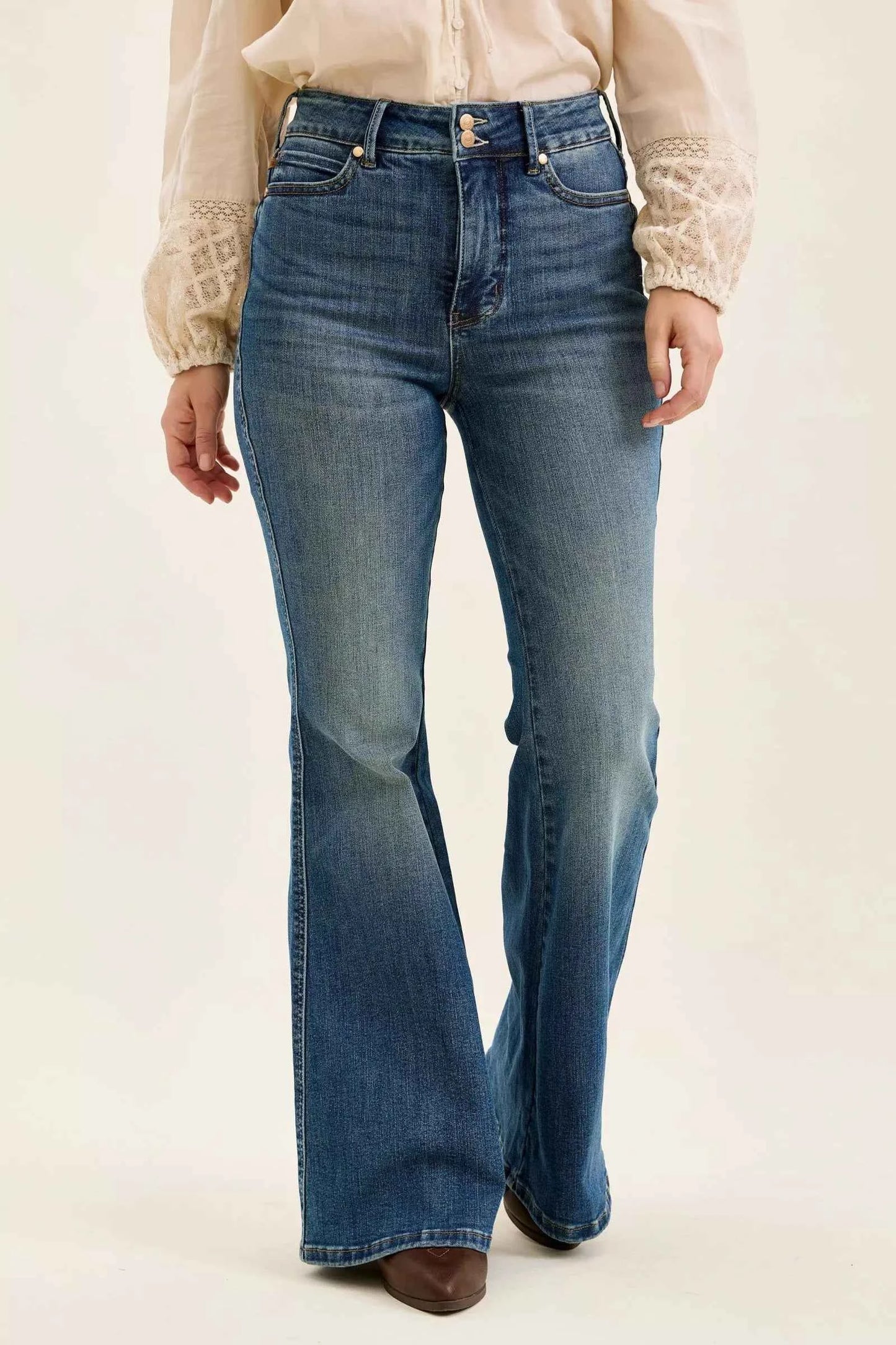 Judy Blue High Waist Double Button Tummy Control Flare Jeans