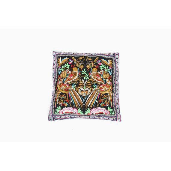 Hmong Bird Embroidered Pillow Cover - Thailand