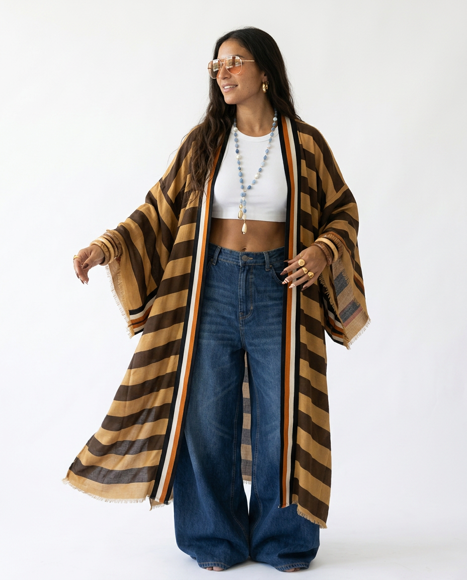Wanderlust Striped Boho Kimono