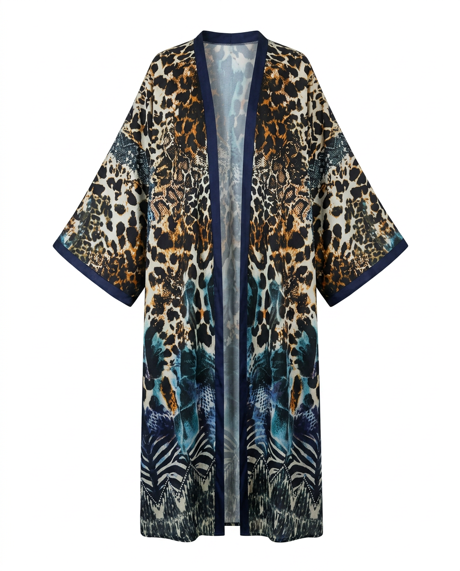 Fierce Leopard Print Boho Kaftan