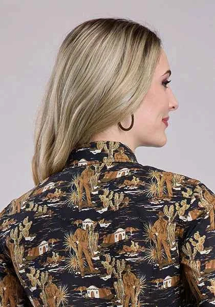 Tin Haul 2565 Cowboy Print (Black) - Women's Western Shirt