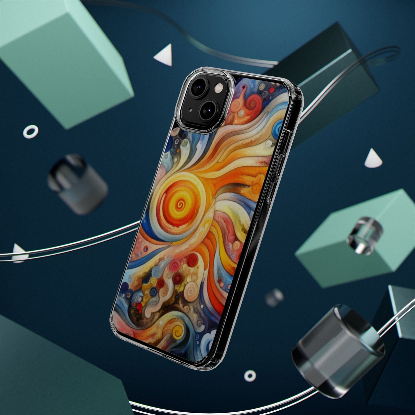Colorful Abstract Swirl Clear Phone Case