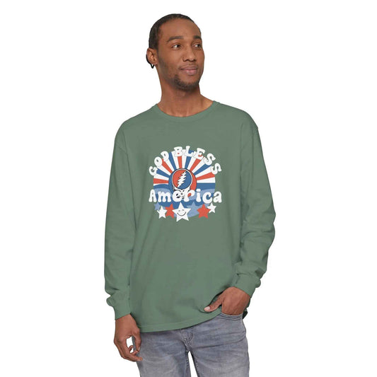 God Bless America Vineyard Collection Garment-Dyed Long Sleeve T-Shirt