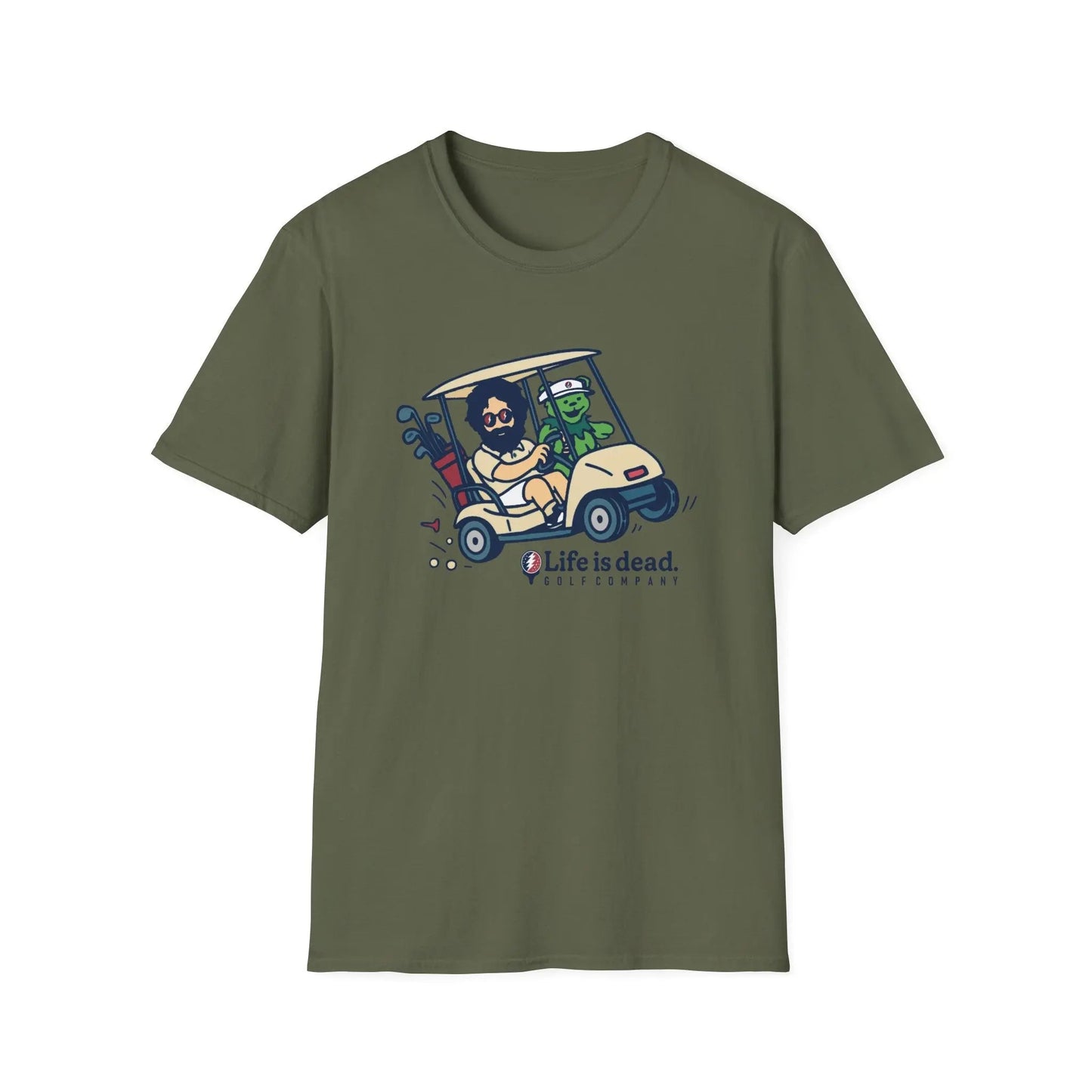 Joy Ridin' Jerry and The Bear - Life is dead.® Golf Company Grateful Dead T-Shirt