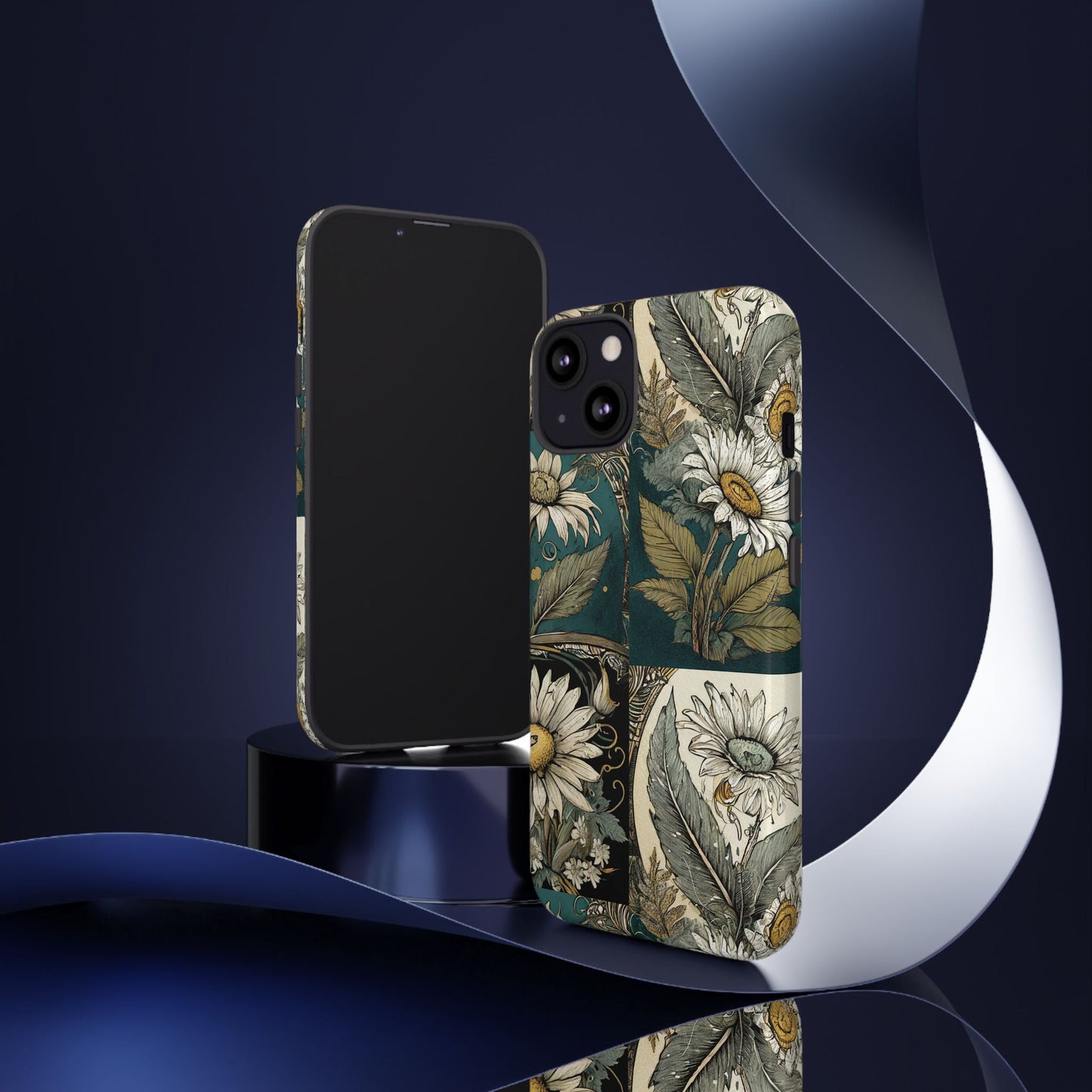 Abstract Teal Daisy Tough Phone Case