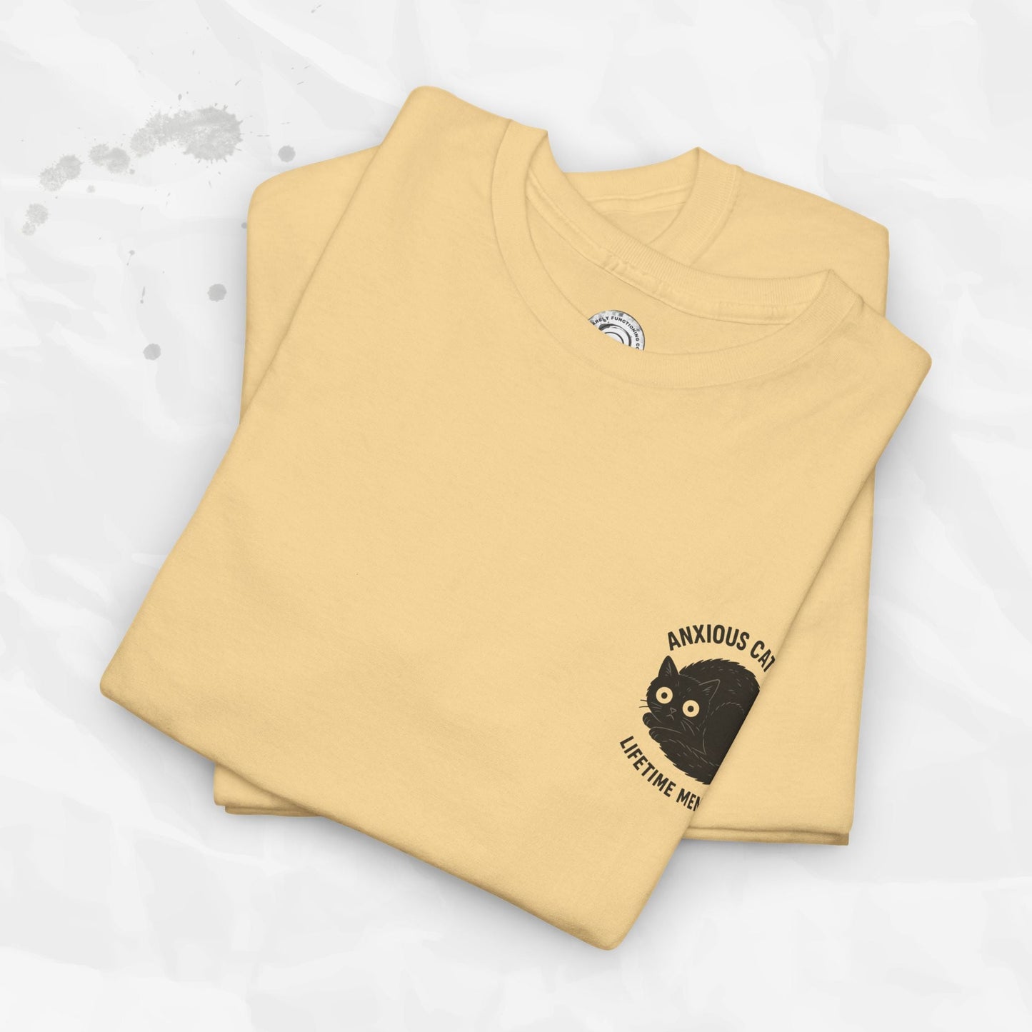 Anxious Cat Club – T-Shirt (Pocket Print)