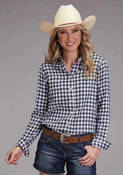 Stetson 00255 Double Sided Plaid (Navy) - Women's Blouse