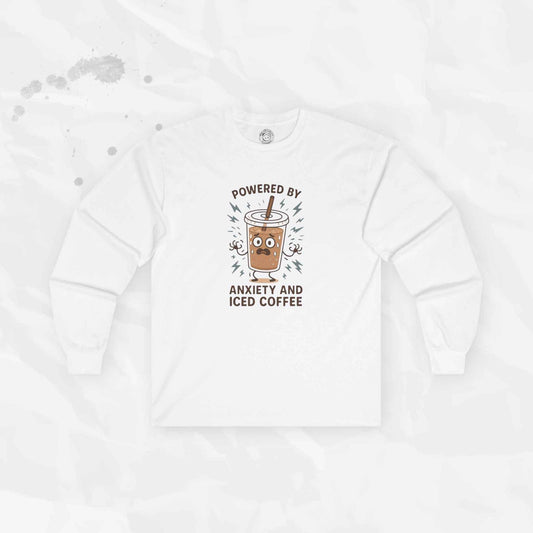 Powered by Anxiety and Iced Coffee - Long Sleeve T-Shirt