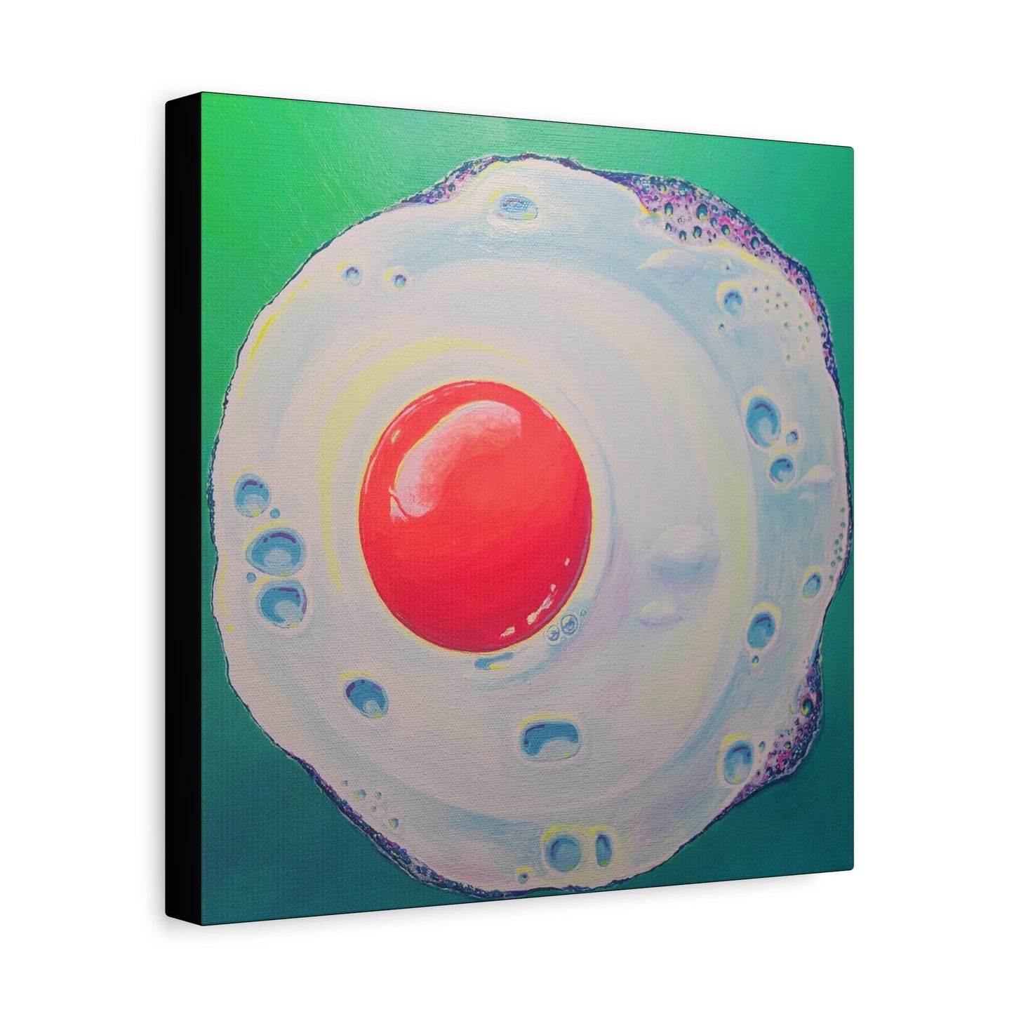 Neon Fried Egg Original Canvas Art Print, Wall Art Decor