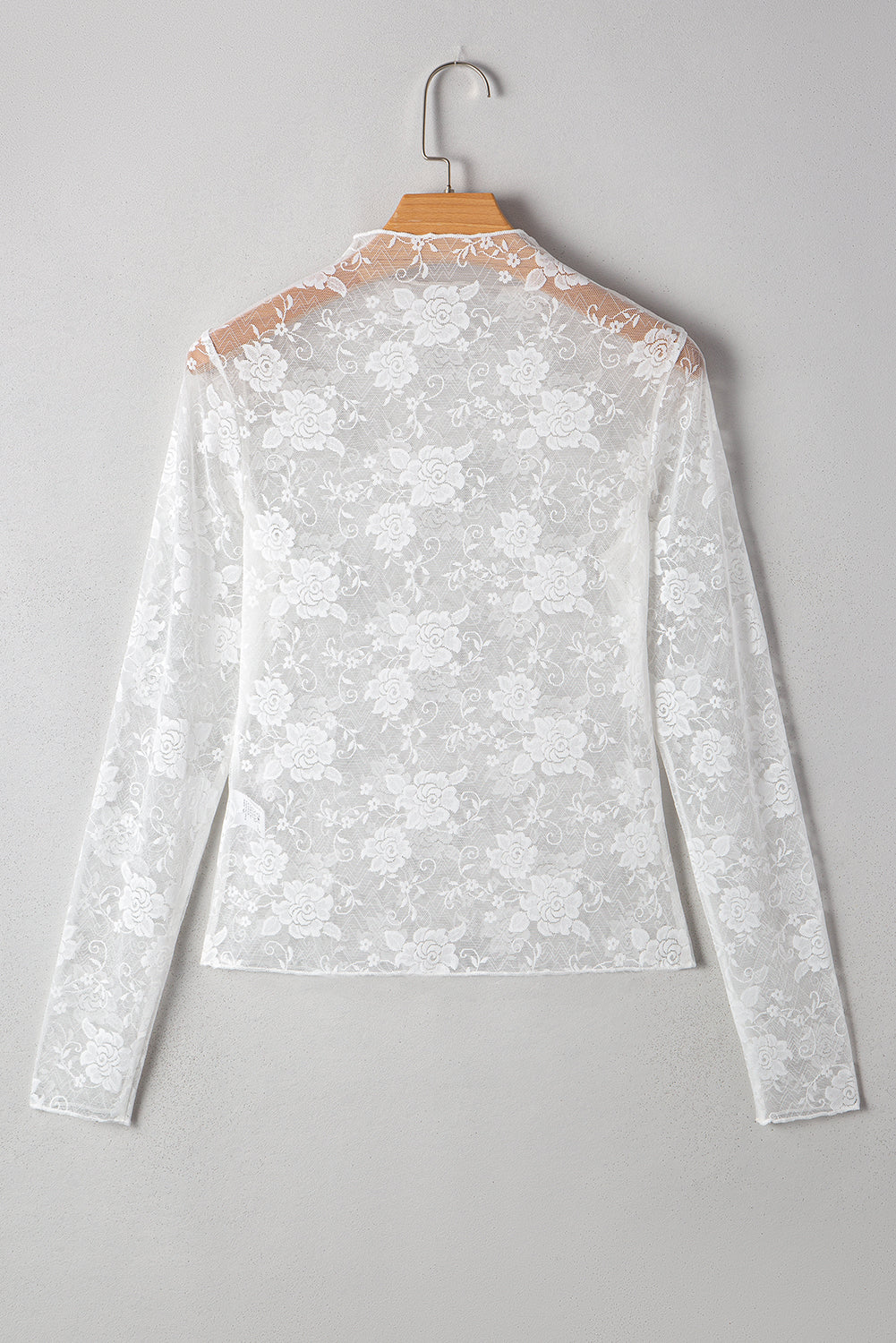 Myla Sheer Floral Lace Mesh Mock Neck Long Sleeve Top