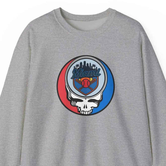 Miami Marlins Original Stealie Grateful Dead Crewneck Grateful Dead Sweatshirt