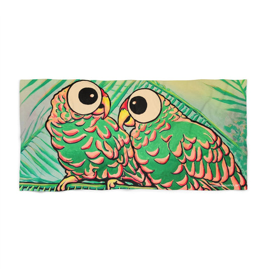 Chatty Cyclops Parrots Beach Towel for Summer Fun and Vacation Essentials