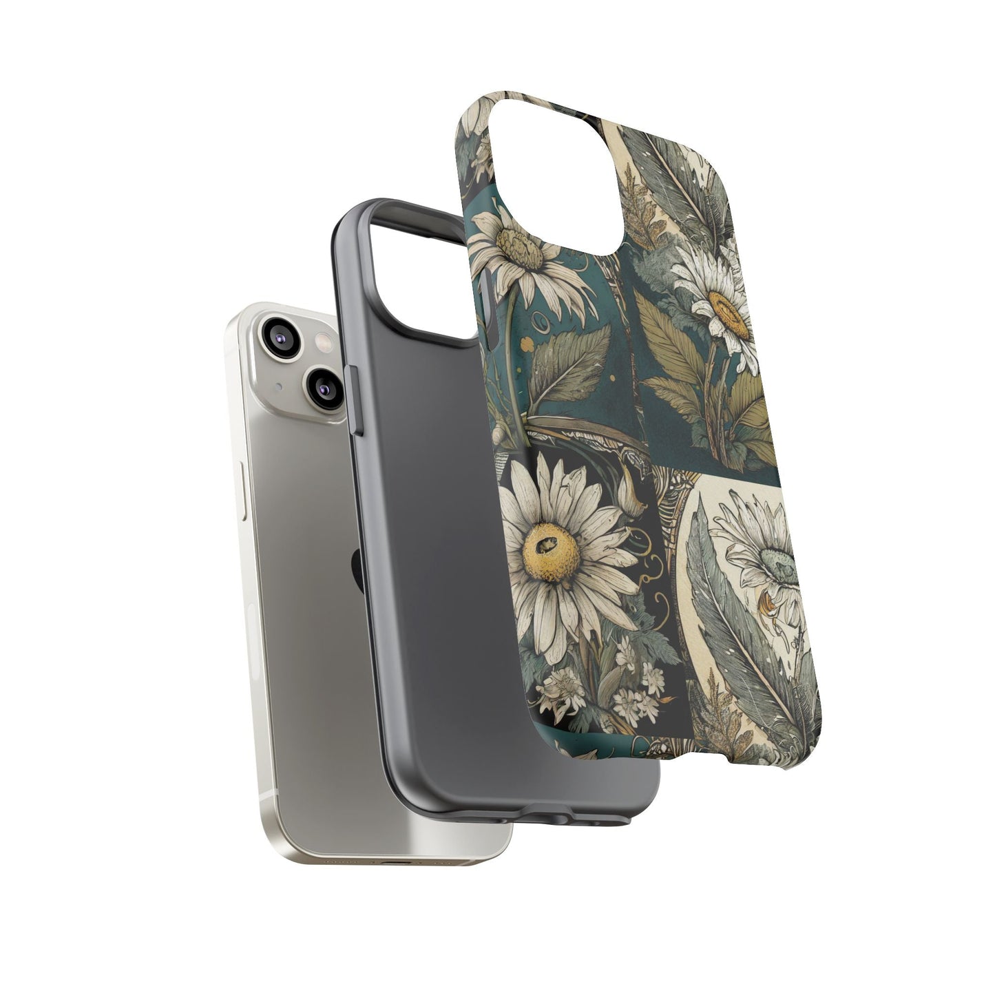 Abstract Teal Daisy Tough Phone Case