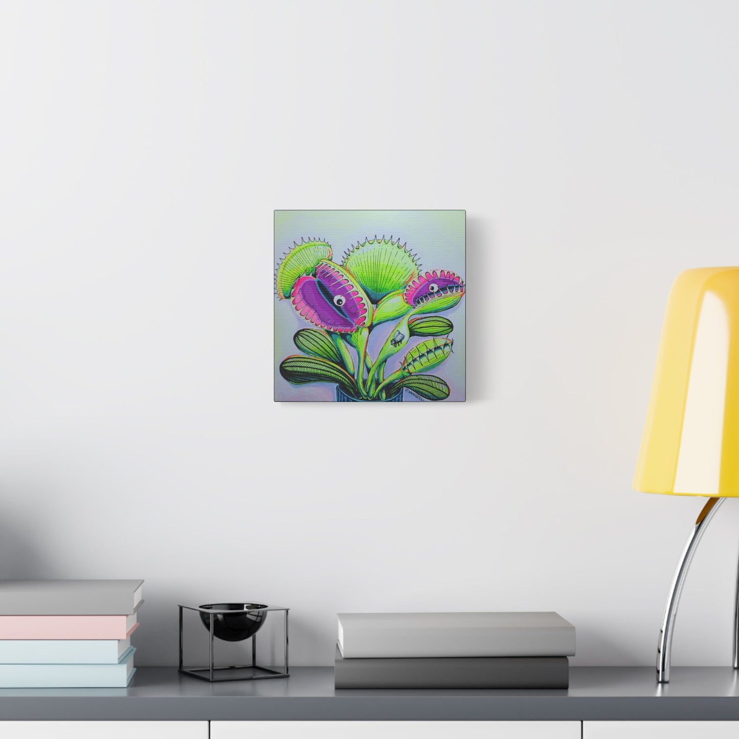 Cyclops Venus Fly Trap Original Canvas Art Print, Botanical Wall Decor