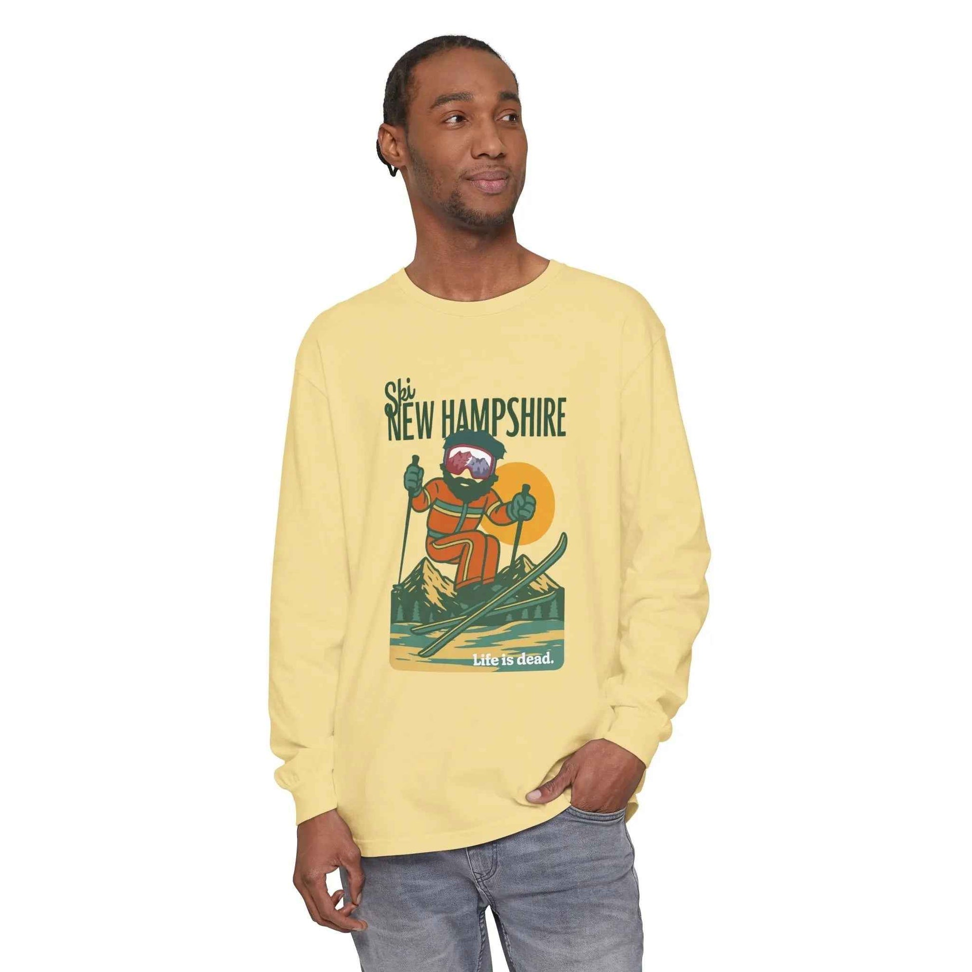 Ski New Hampshire - Life is dead.® Mountain Collection Garment-Dyed Long Sleeve T-Shirt