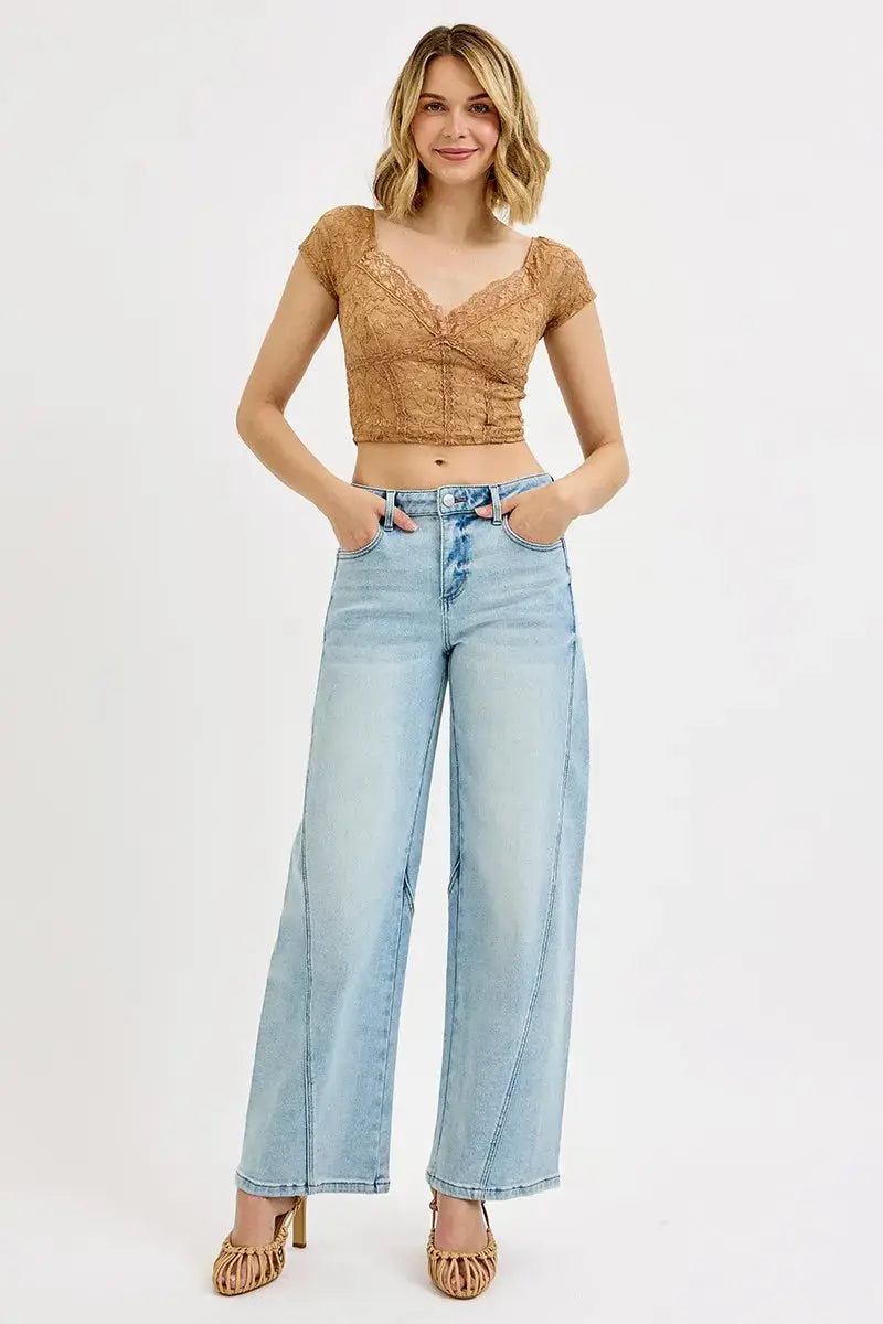 RISEN Jeans - Plus Size Mid Rise Fit Barrel Jeans