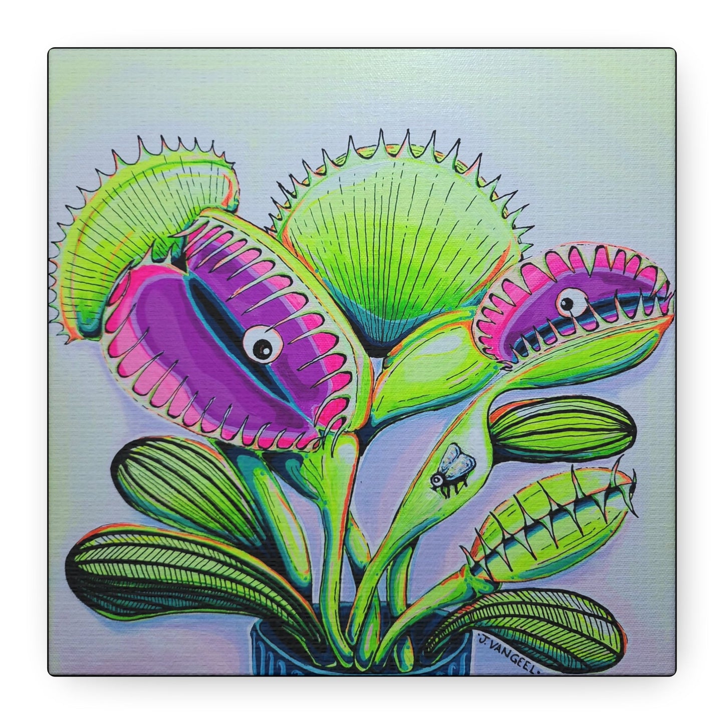 Cyclops Venus Fly Trap Original Canvas Art Print, Botanical Wall Decor