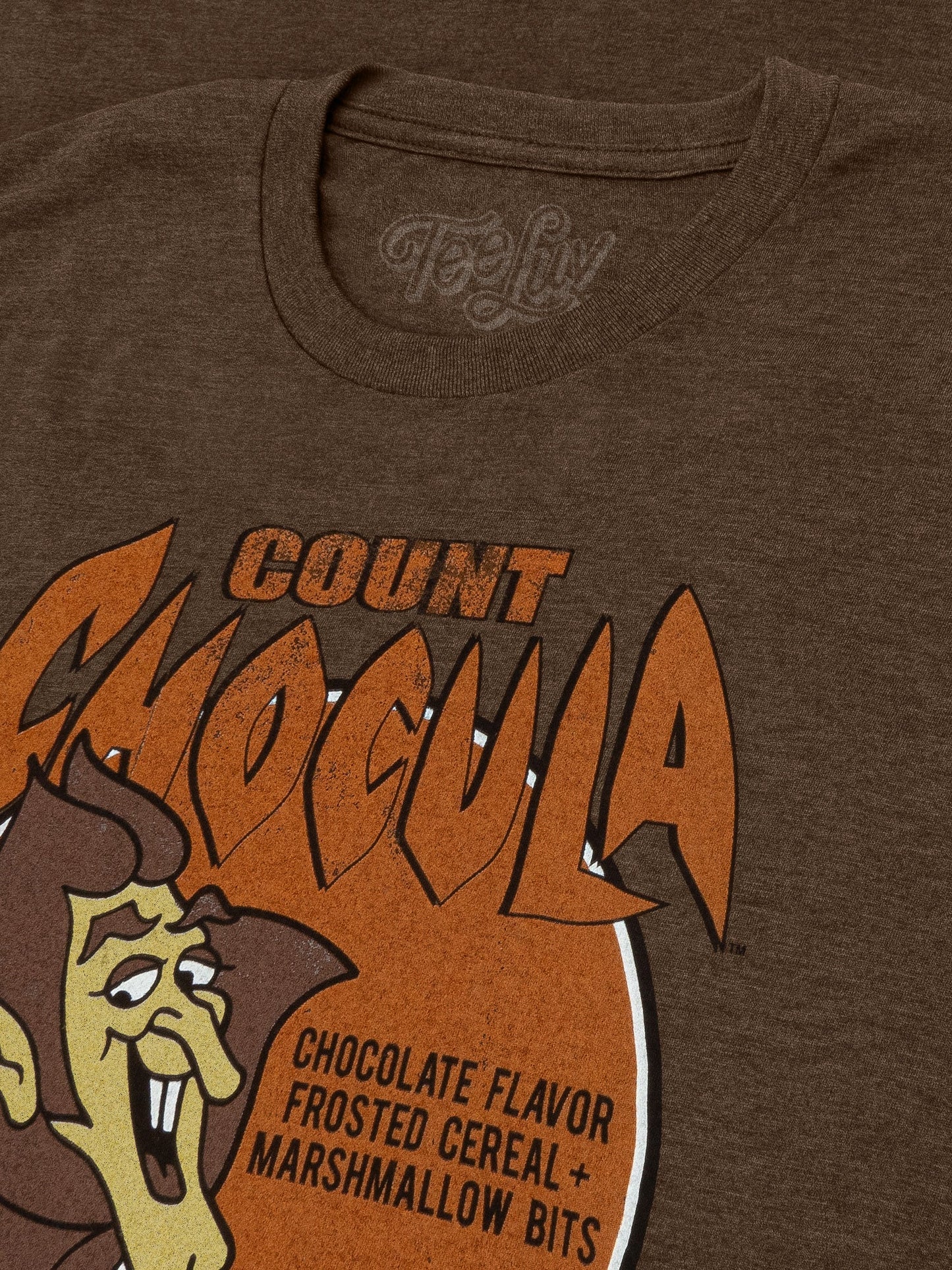 Count Chocula Distressed Monster Cereal Logo T-Shirt - Heather Brown
