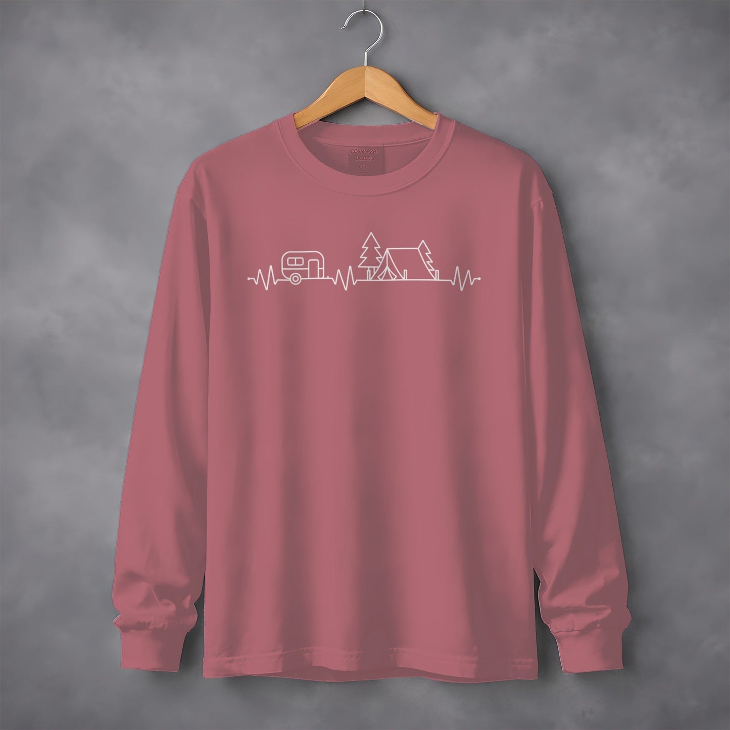 Camping Heartbeat Caravan Tent Adventure Time Long Sleeve T-Shirt