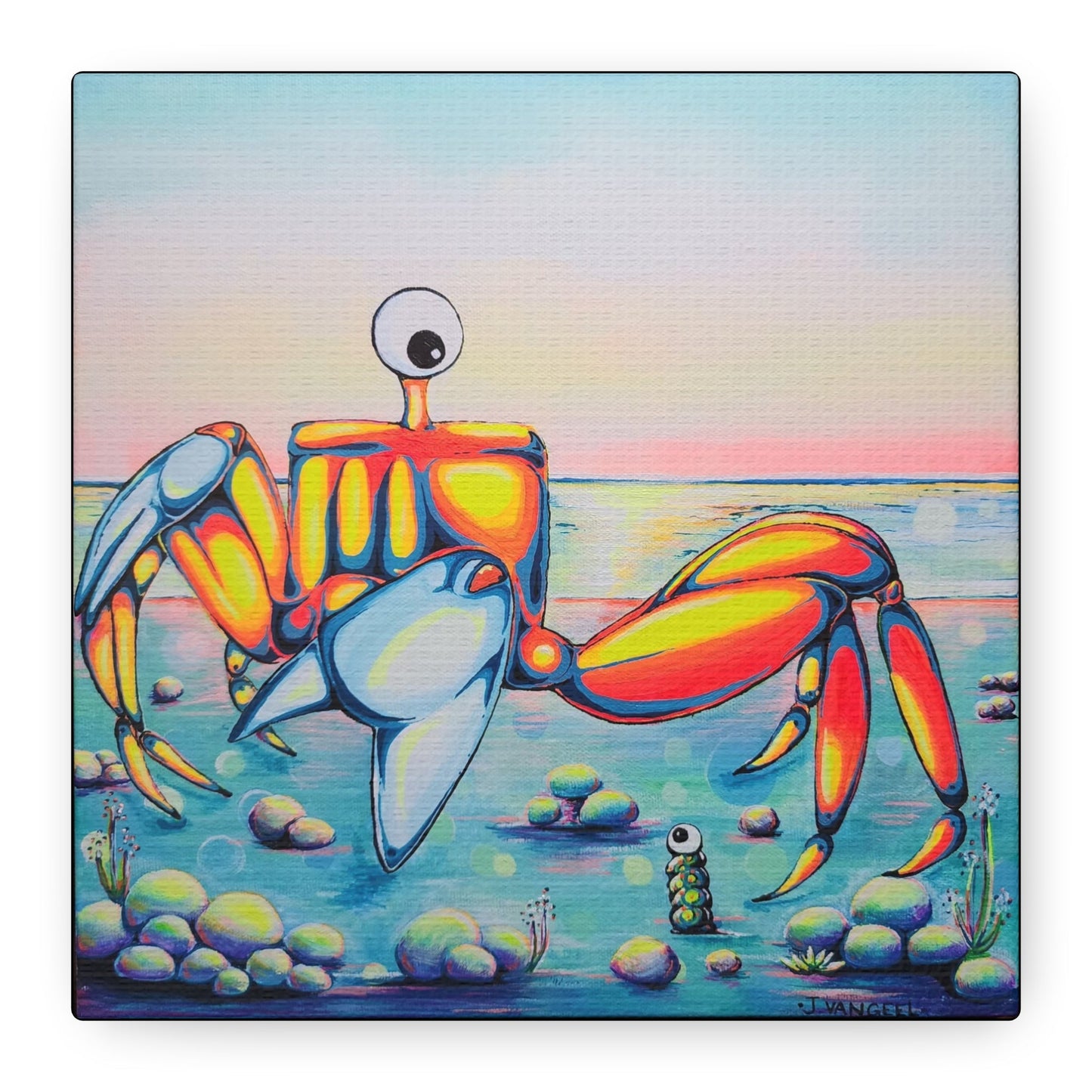 Cyclops Crab Original Canvas Art Print, Gift, Ocean Wall Art, Unique, Coastal Home Decor