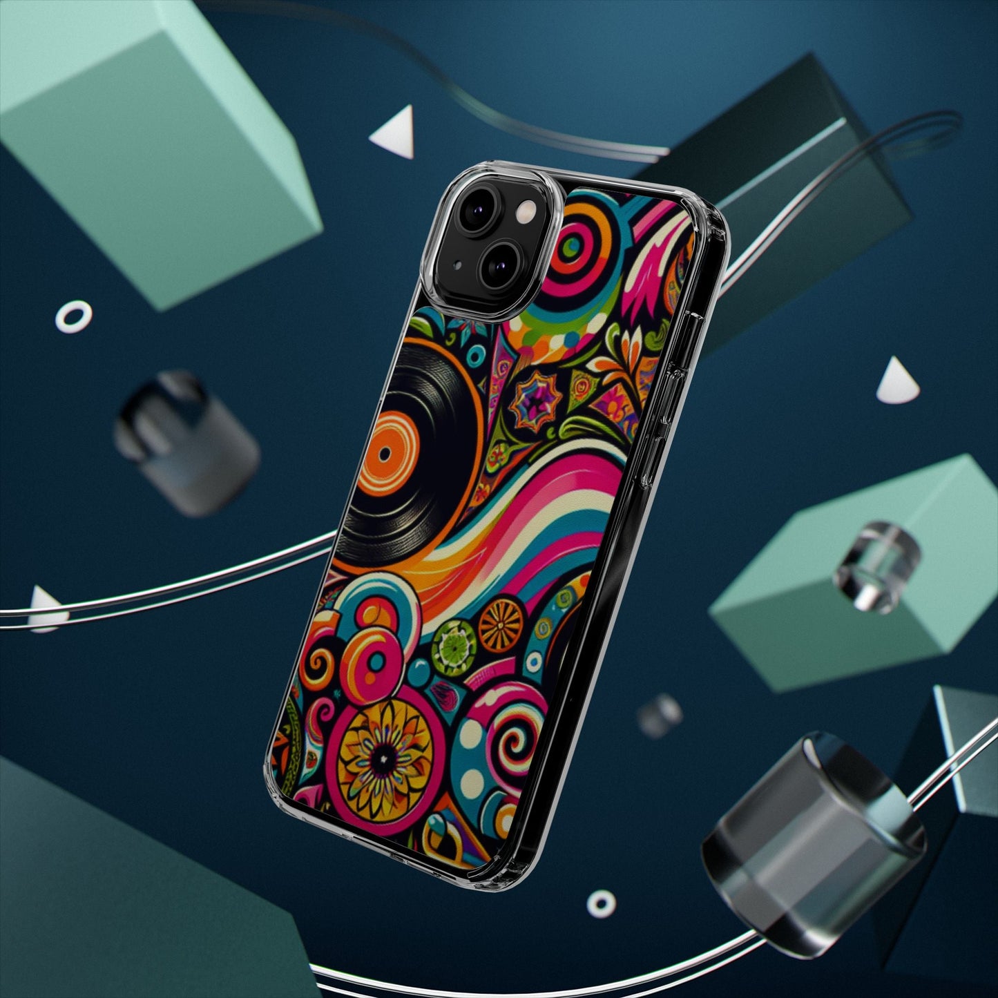 Colorful Vinyl Record Clear Phone Case