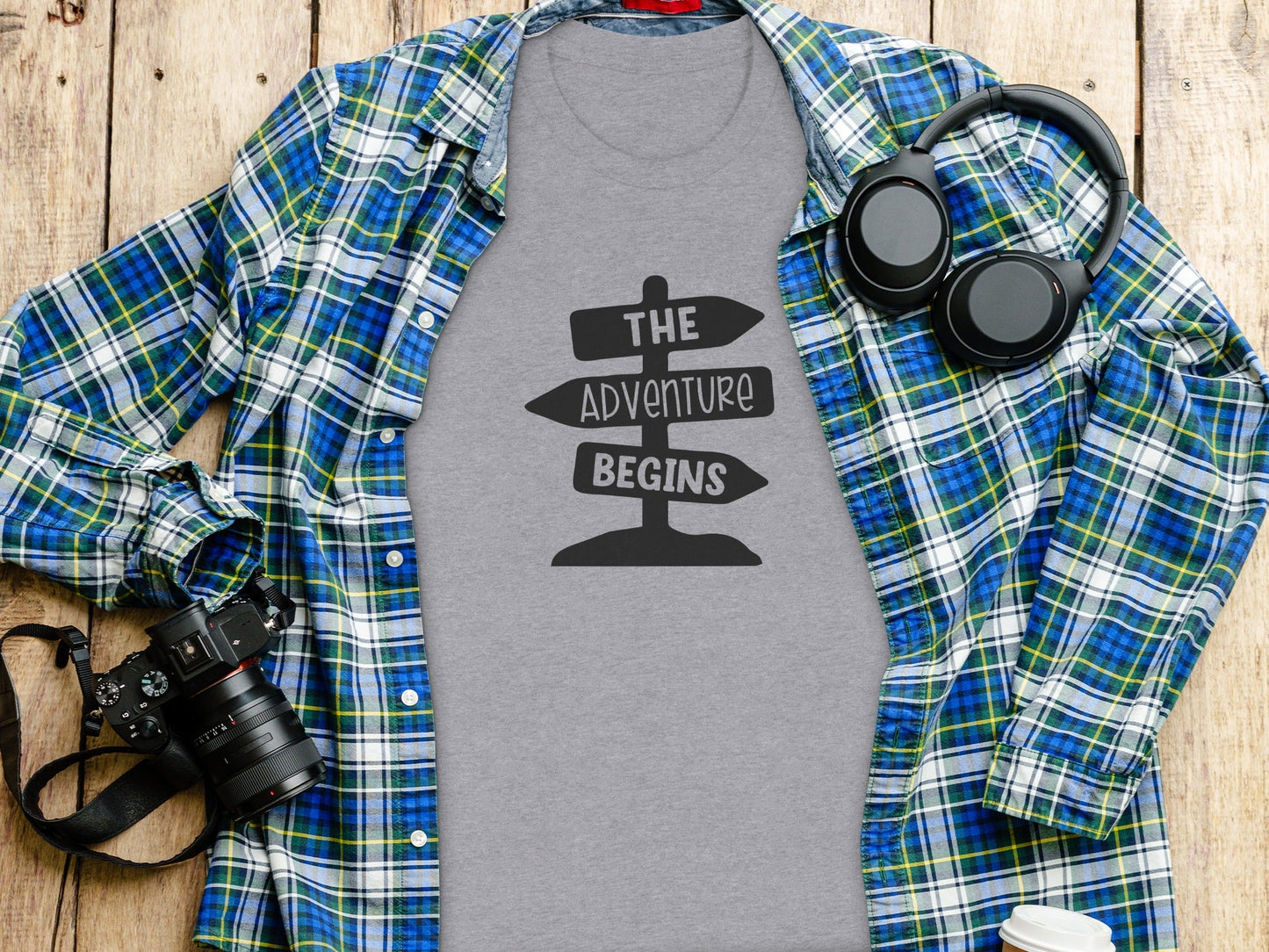 The Adventure Begins Arrow Signpost Graphic T-Shirt
