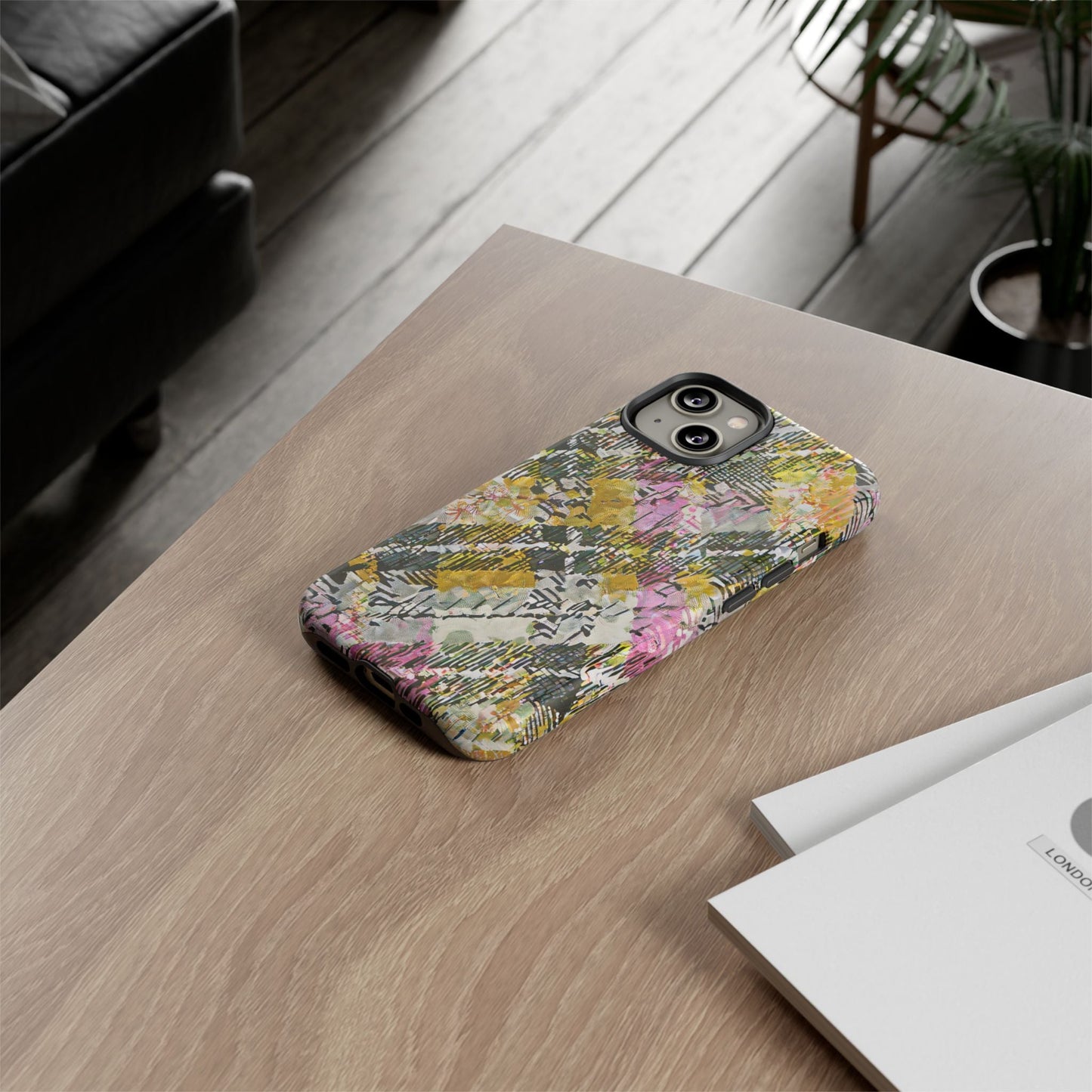 Purple Plaid Floral Artistic Tough Phone Case